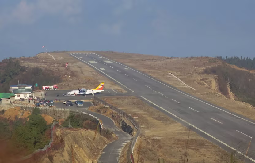 Yonphulla Airport runway strip Bhutan domestic airport