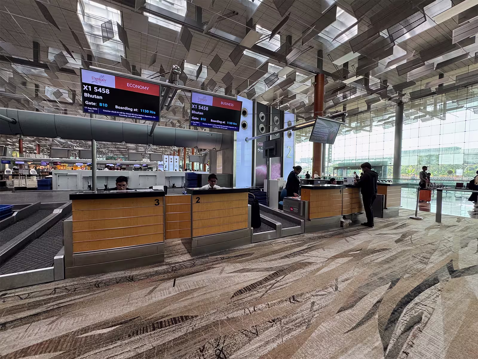 Changi Airport Terminal 3 row 2 Drukair check in counter